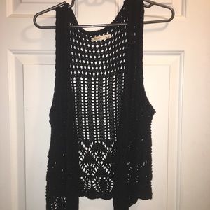 Black Old Navy crocheted tank top cardigan
